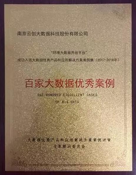 【合作伙伴】“環(huán)境大數(shù)據(jù)開(kāi)放平臺(tái)”榮獲“百家大數(shù)據(jù)優(yōu)秀案例”